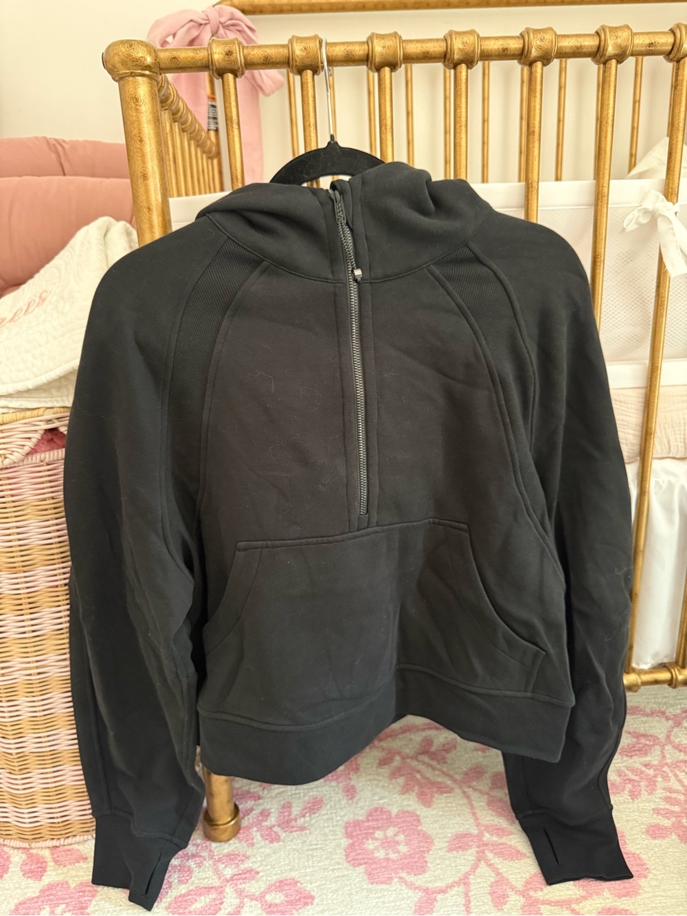 lululemon athletica Black Half-Zip Hooded Sweater